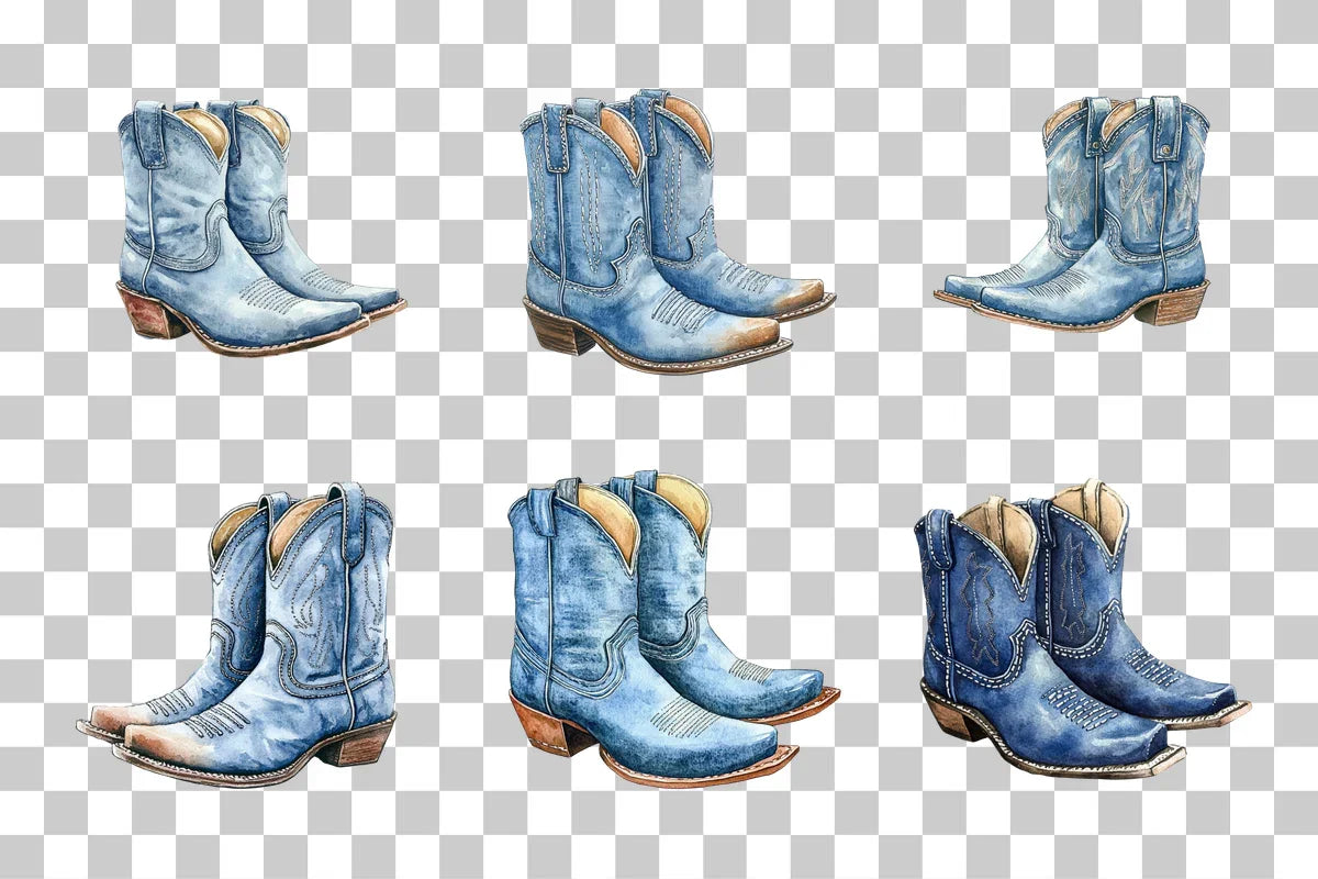 Denim Cowboy Boots Clipart Bundle - CraftNest - Digital Crafting and Art