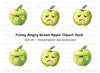 Grumpy Green Apple Clipart Bundle