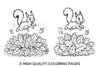 Autumn Squirrels and Leaves Coloring Books
