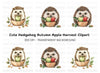 Cute Hedgehog with Apples Clipart Bundle