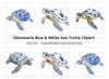 Chinoiserie Sea Turtle Clipart Bundle