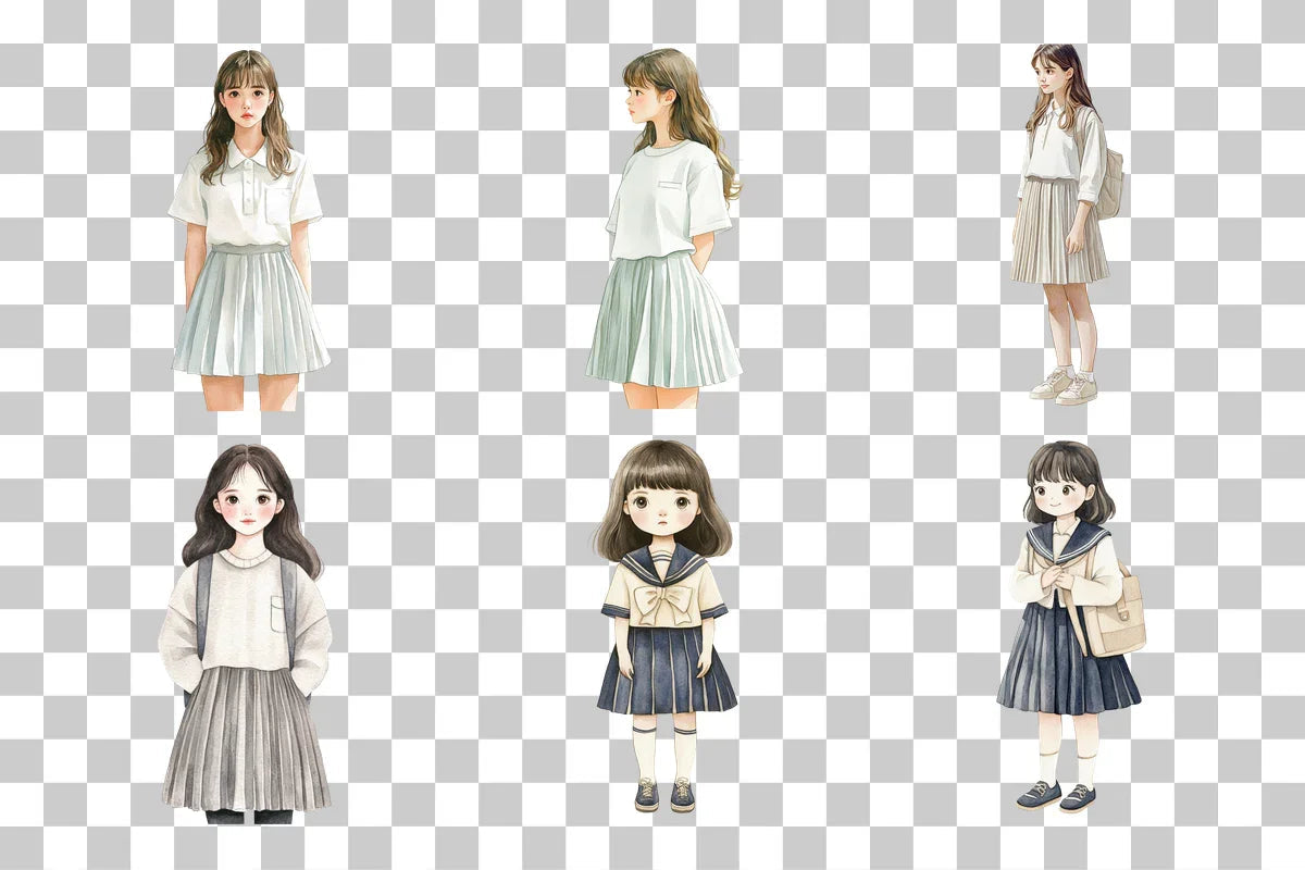 School Girl Uniform Clipart Bundle - CraftNest - Digital Crafting and Art