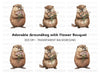 Cute Otters with Flowers Clipart Bundle