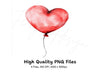 Single Red Heart Balloons Clipart Bundle