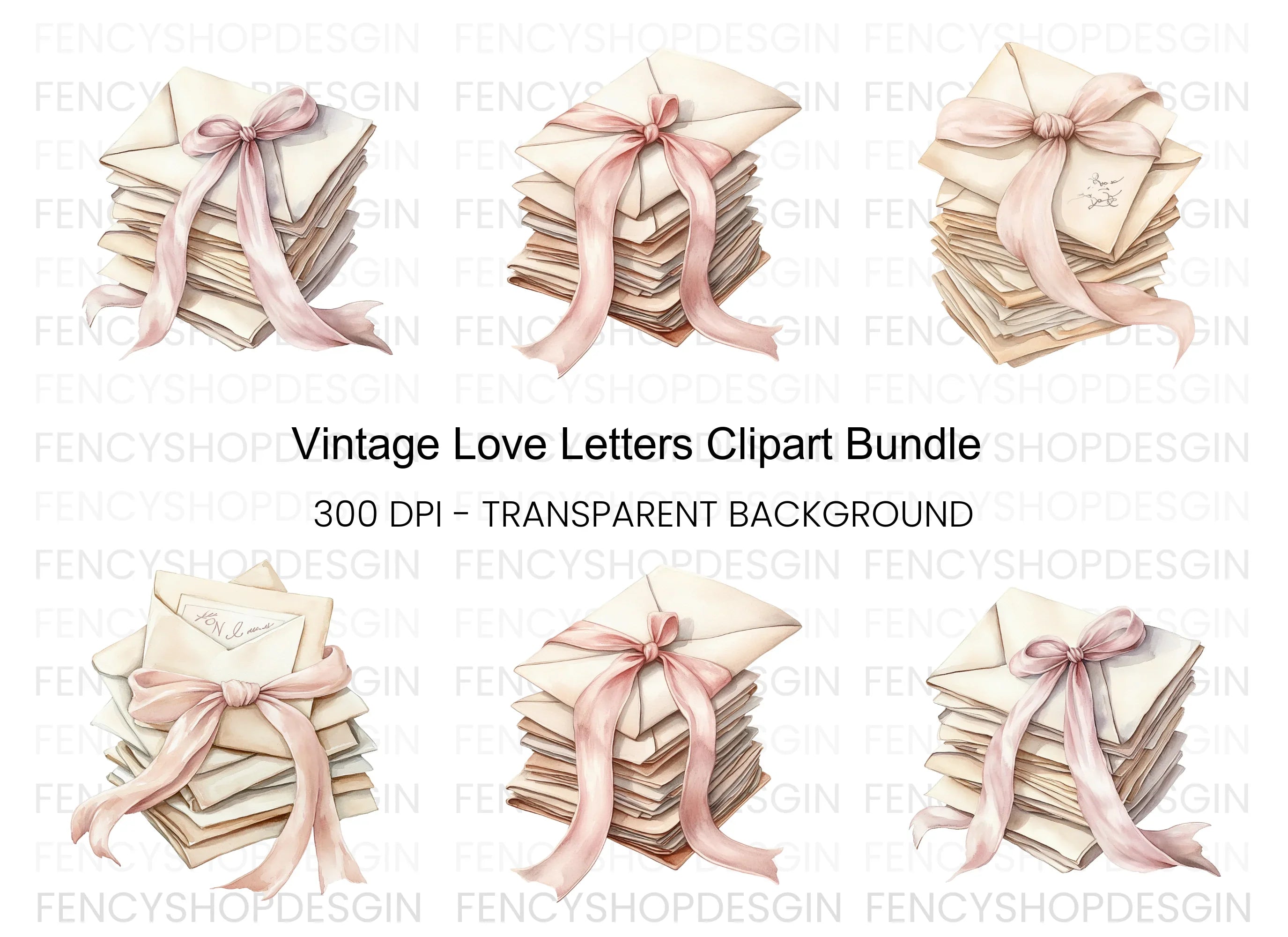 Vintage Love Letters Clipart Bundle