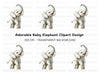 Cute Baby Elephant Clipart Bundle