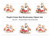Playful Fox Kits and Mushrooms Clipart Bundle