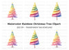 Hand Painted Rainbow Christmas Tree Clipart Bundle