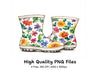 Vibrant Floral Rain Boots Clipart Bundle