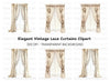 Vintage Floral Lace Curtain Clipart Bundle