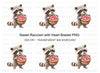 Sweet Raccoon Holding Heart Basket Clipart Bundle