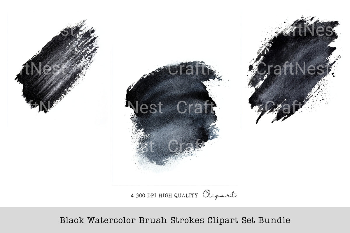 Black Brush Strokes Clipart Bundle