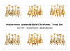 Golden Christmas Tree Clipart Bundle