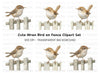 Cute Wren Birds on Fence Clipart Bundle