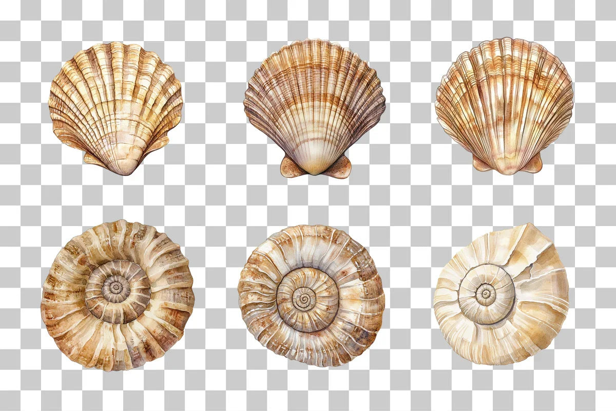 Shell Fossil Illustration Clipart Bundle - CraftNest - Digital Crafting and Art