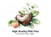 Chocolate Heart Strawberry Clipart Bundle