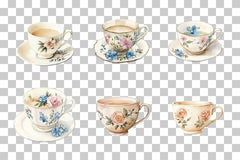 Vintage Floral Tea Cup and Saucer Clipart Bundle - CraftNest - Digital Crafting and Art