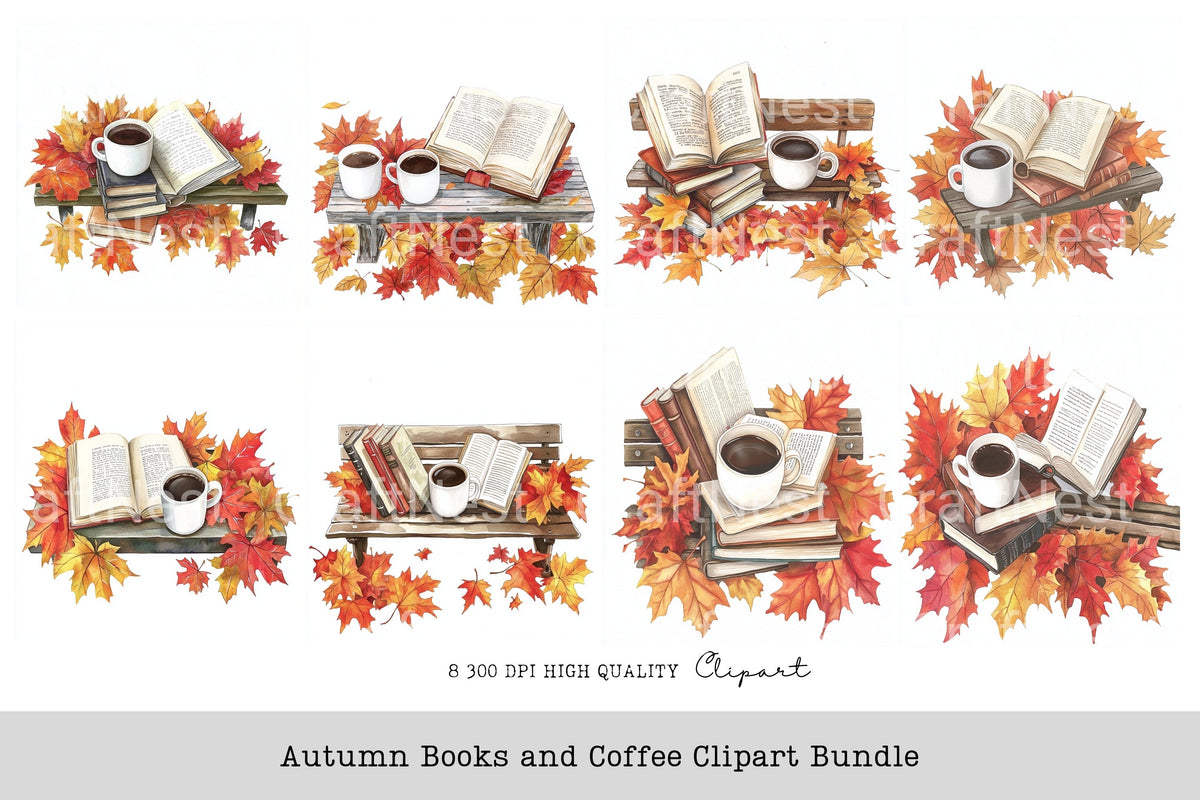 Autumn Books And Coffee Clipart Planner