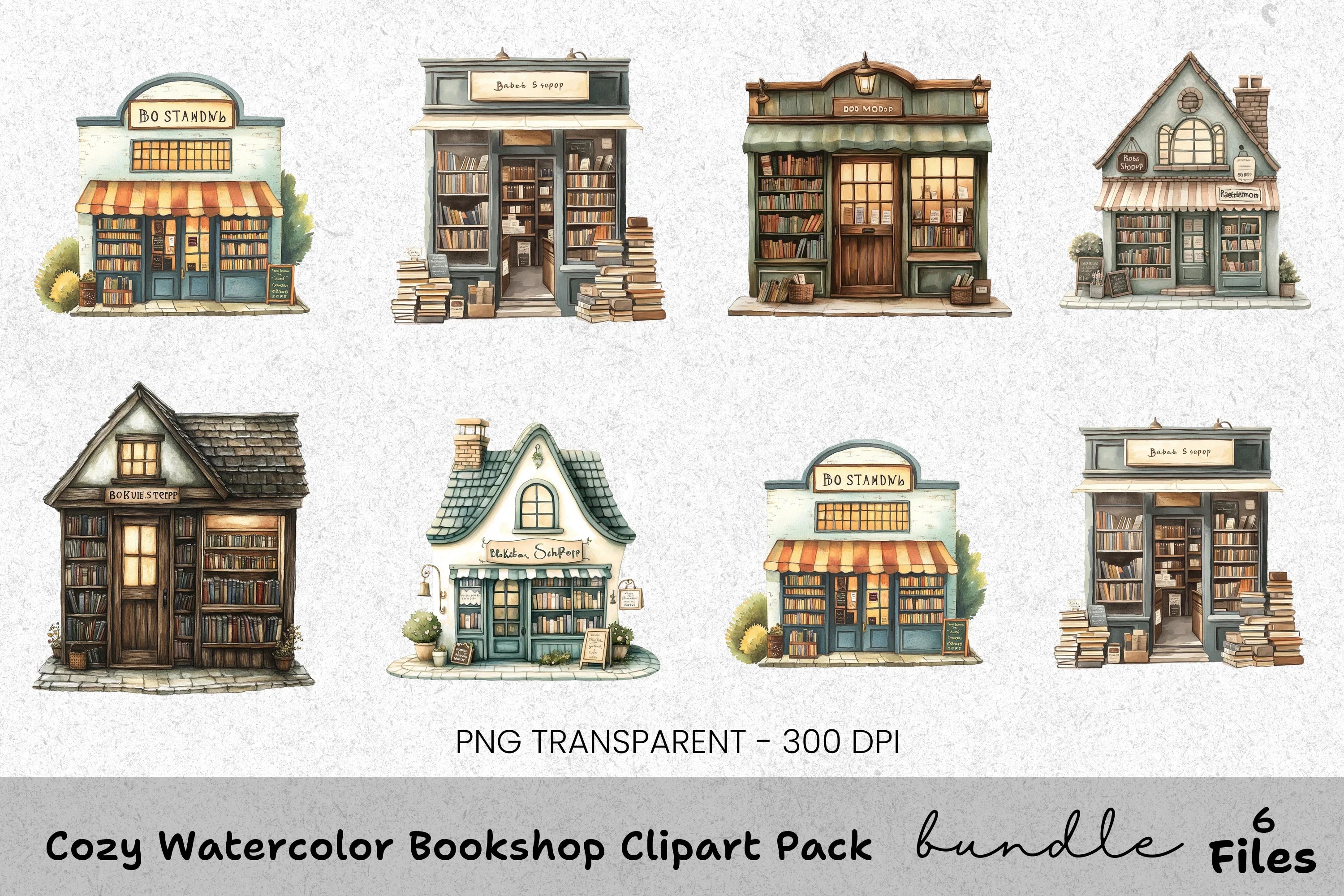 Cozy Bookshop Clipart Bundle