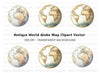 Vintage World Map Globes Clipart Bundle