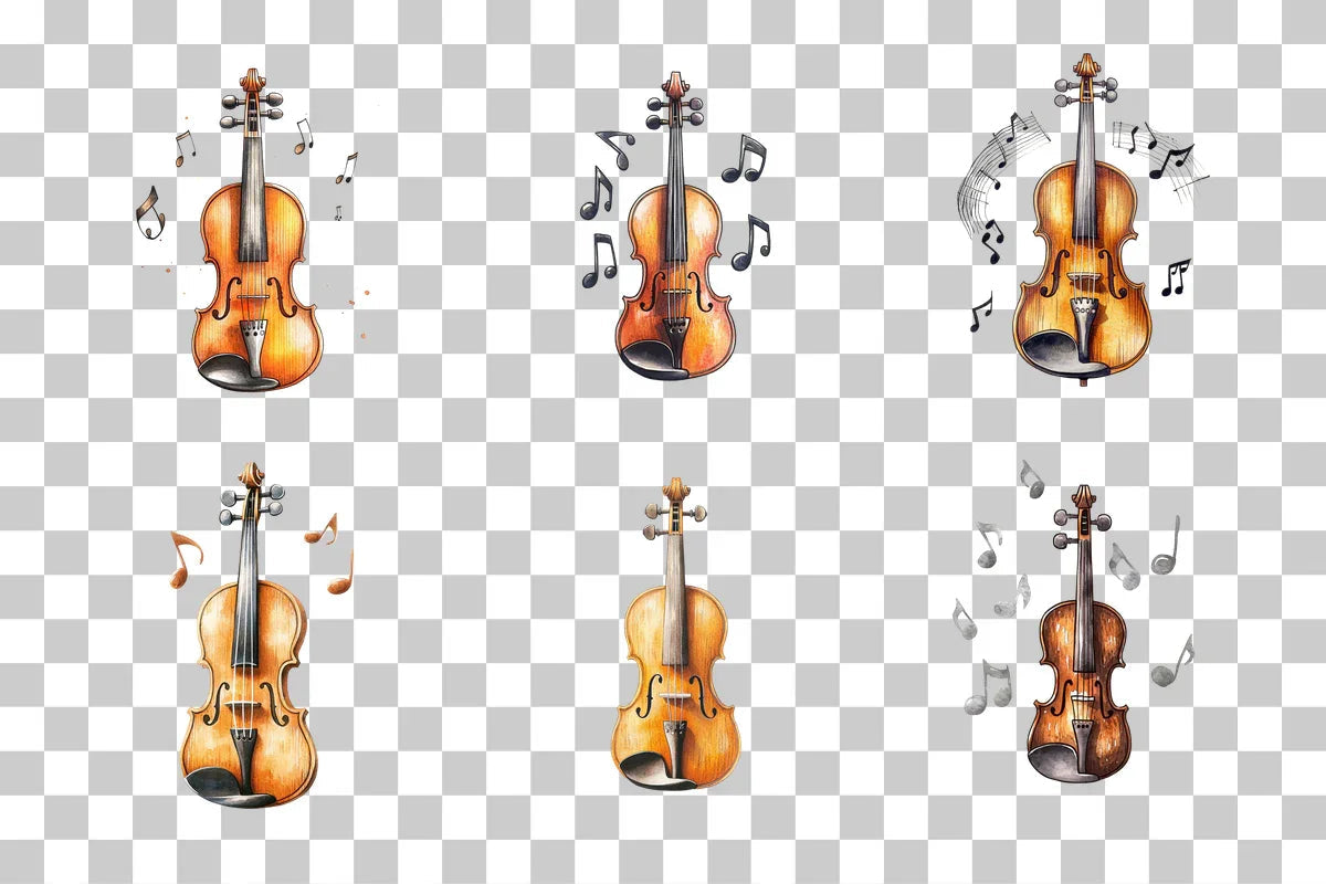 Vintage Violin Clipart Bundle with Musical Notes - CraftNest - Digital Crafting and Art