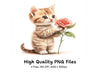 Adorable Kittens with Pink Roses Clipart Bundle