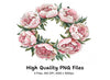 Elegant Peony Wreaths Clipart Bundle