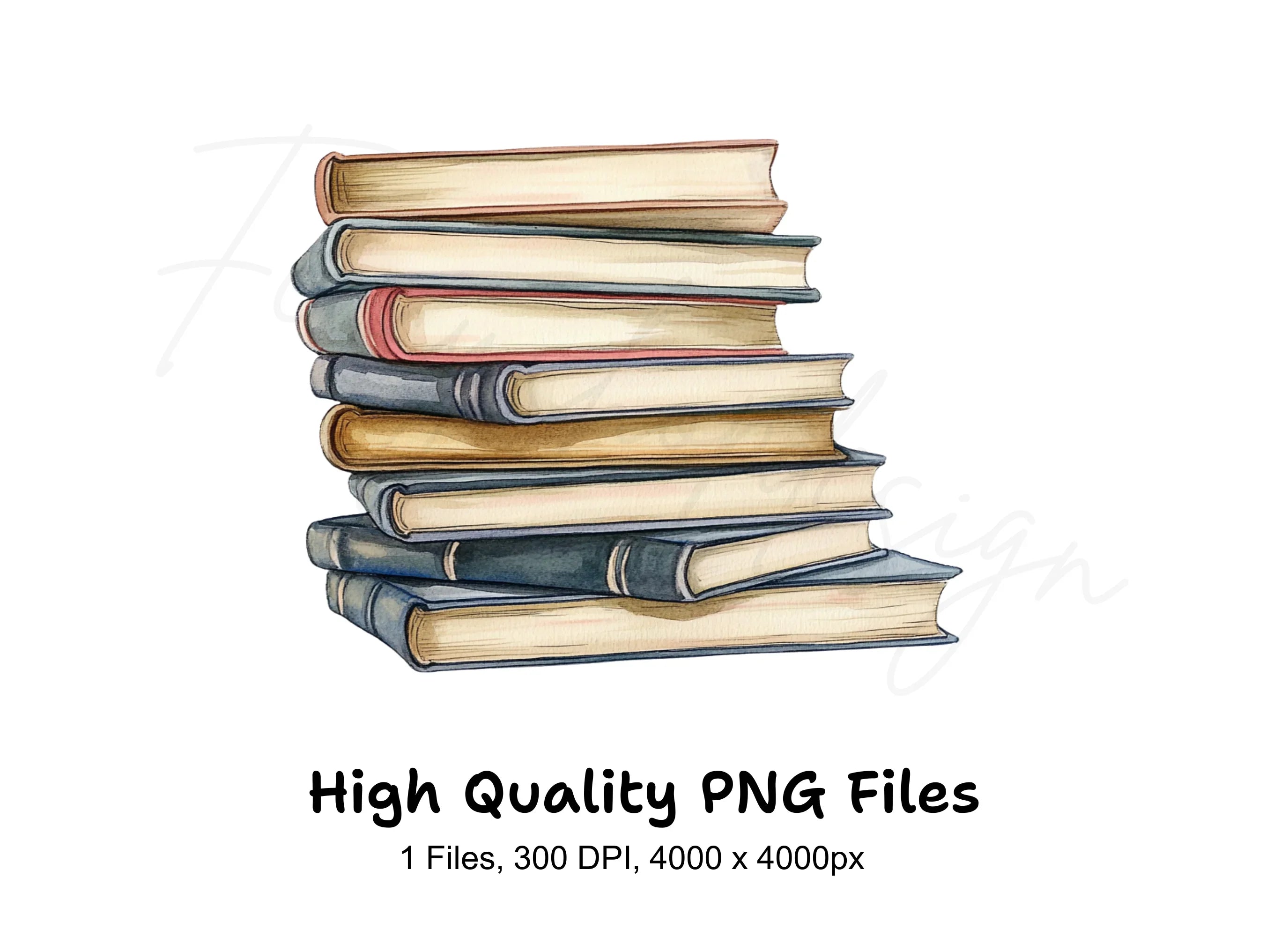 Stacked Books Clipart Bundle