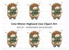 Cute Highland Cow Winter Clipart Bundle