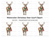 Festive Reindeer with Green Scarf Clipart Bundle