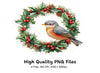 Christmas Holly Wreaths with Birds Clipart Bundle