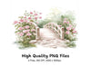 Pink Rose Garden Bridge Clipart Bundle