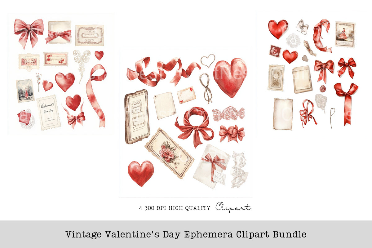 Vintage Valentine Day Clipart Bundle
