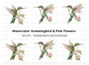 Hummingbird with Pink Flowers Clipart Bundle