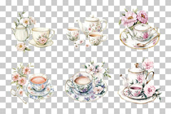 Floral Tea Set Clipart Bundle - CraftNest - Digital Crafting and Art