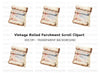 Vintage Scroll Red & Blue Clipart Bundle