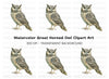Great Horned Owl Clipart Bundle
