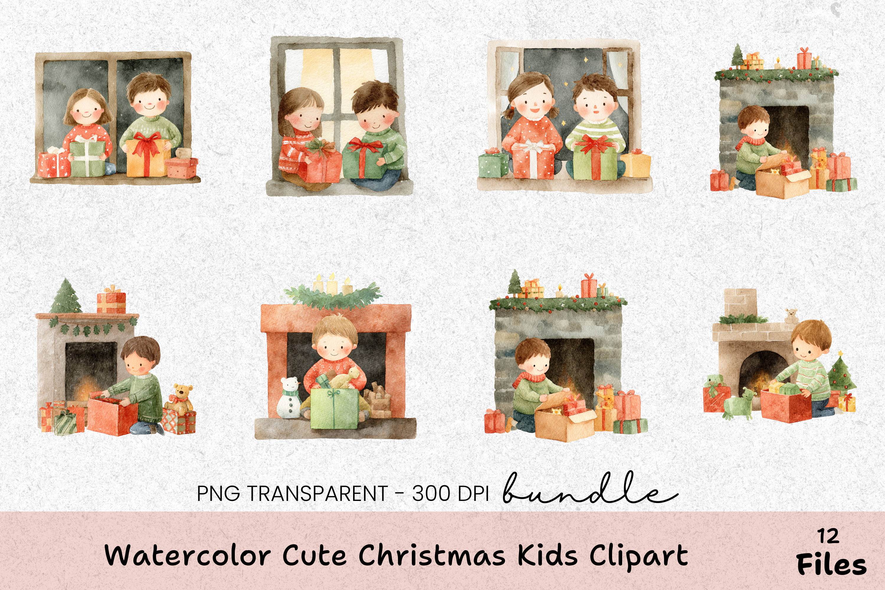 Cute Christmas Kids Clipart Bundle