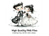 Rock Roll Wedding Couple Clipart Bundle