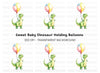 Cute Baby Dinosaur with Balloon Clipart Bundle