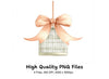 Elegant Bird Cages with Peach Bows Clipart Bundle