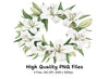 Elegant White Lily Wreaths Clipart Bundle