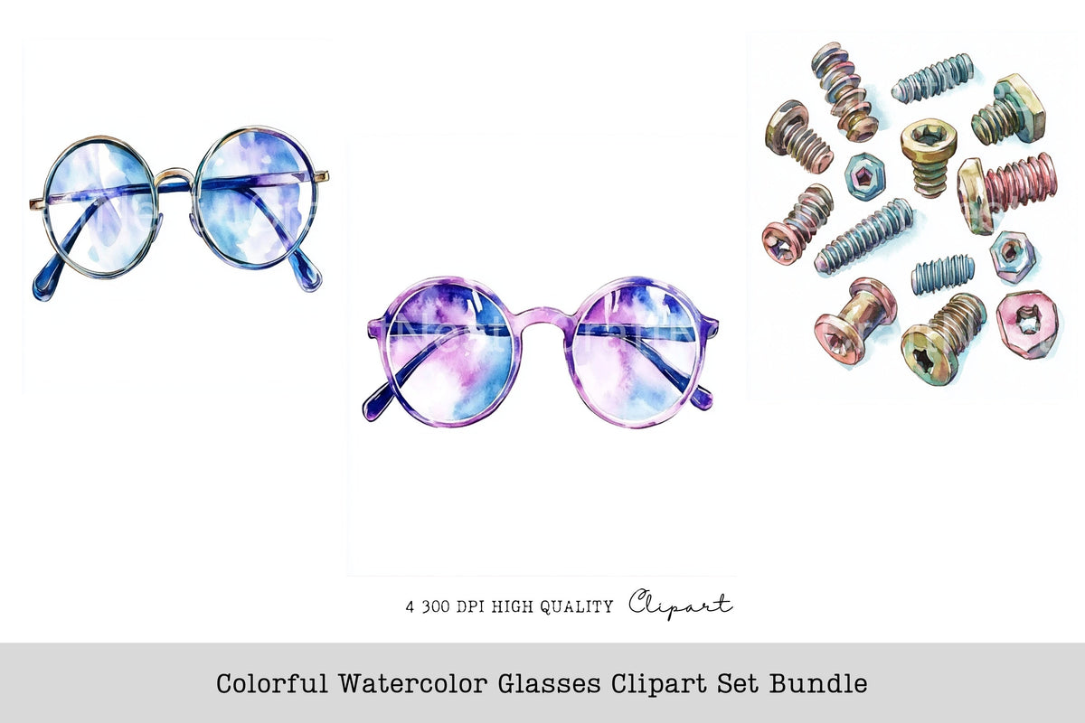Colorful Glasses Clipart Bundle