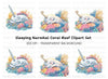 Sleeping Narwhal in Coral Reef Clipart Bundle