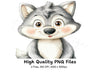 Adorable Baby Wolf Clipart Bundle