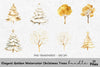 Elegant Gold and White Christmas Trees Clipart Bundle