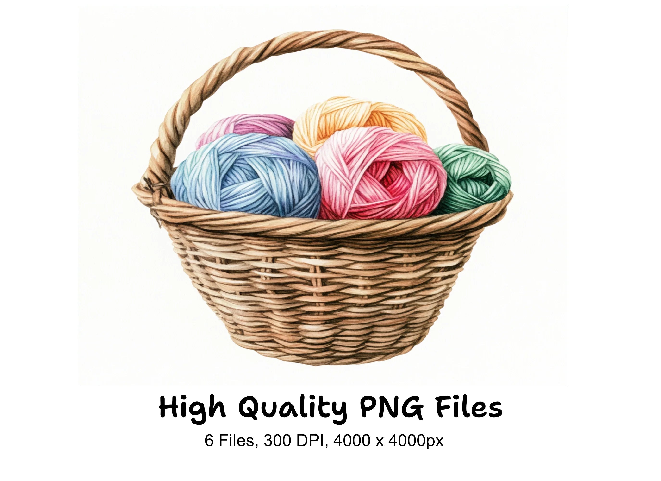 Yarn Baskets Clipart Bundle