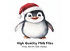 Christmas Penguin with Santa Hat Clipart Bundle