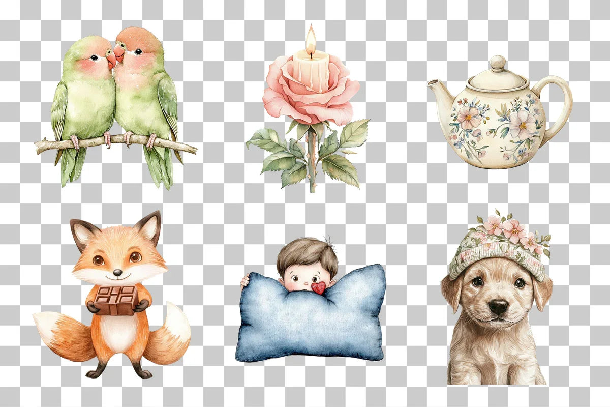 Lovebirds on Branch Clipart Bundle - CraftNest - Digital Crafting and Art