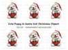 Cute Puppy Santa Christmas Clipart Bundle
